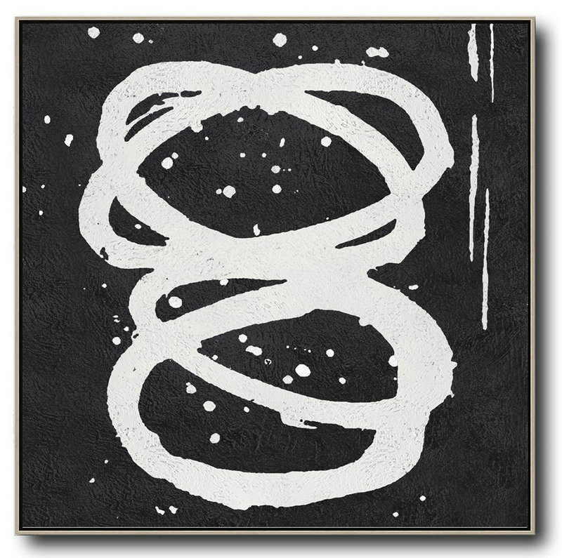 Handmade Large Painting,Oversized Minimal Black And White Painting - Original Abstract Art Paintings